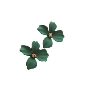 Green Flower Stud Earrings